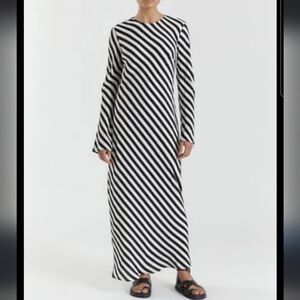DISSH Black and White Striped Maxi Dress